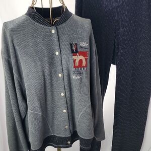 Y2K Blast Size L Cardigan Sweater With Matching Pants My Dog My Best Friend